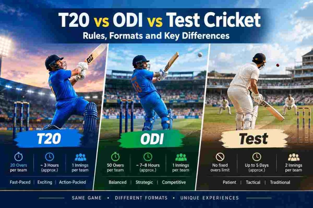T20 vs ODI vs Test Cricket